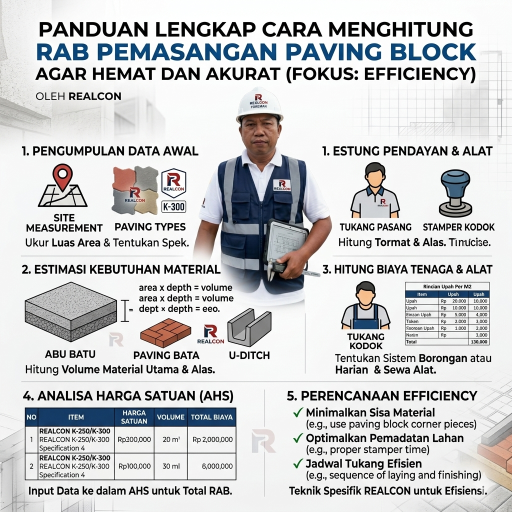 Panduan Lengkap Cara Menghitung RAB Pemasangan Paving Block agar Hemat dan Akurat (Fokus: Efficiency)