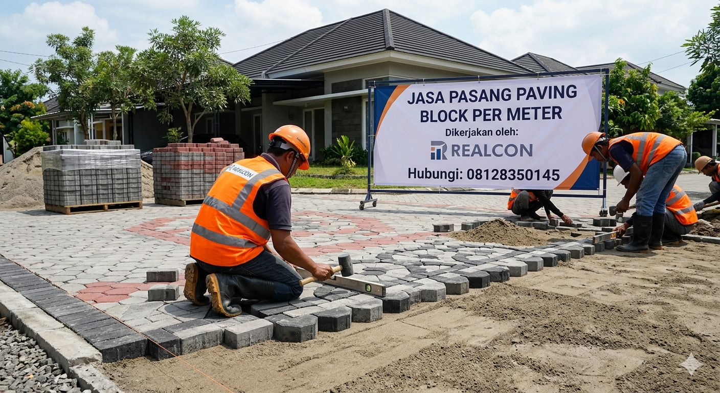 Jasa pasang paving block per meter