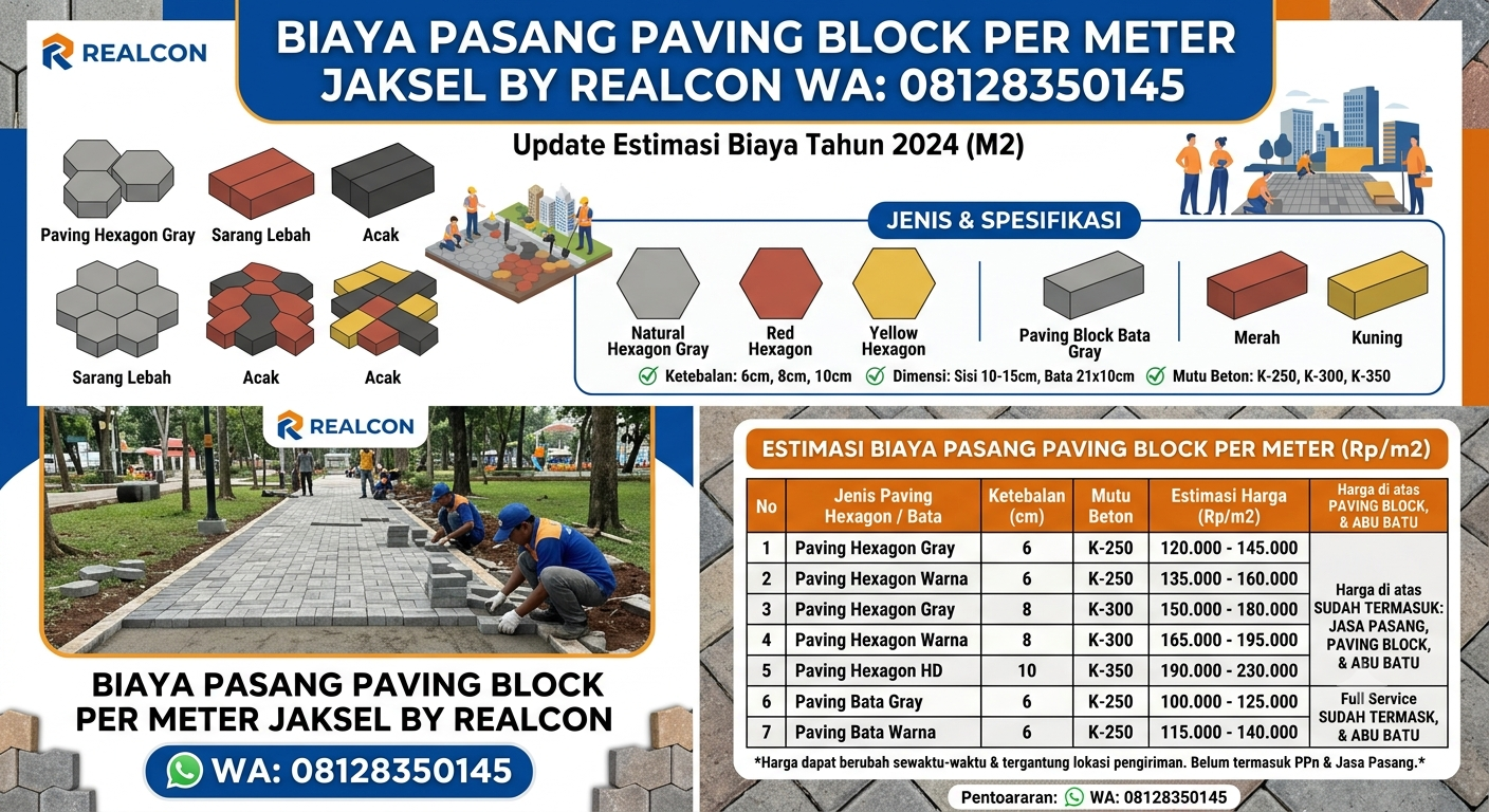 Biaya pasang paving block per meter jaksel
